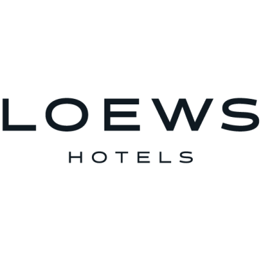 Large, wide, black, block letters spelling out LOEWS with HOTELS underneath in smaller letters.