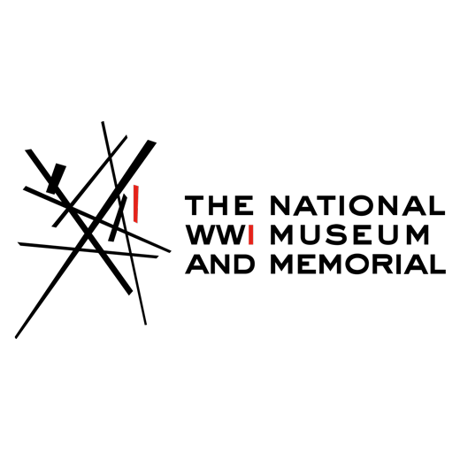 The National WWI Museum and Memorial logo - abstract black lines with one red line on the left, and the words The National WWI Museum and Memorial in black block letters on the right. The roman numeral I is in red.
