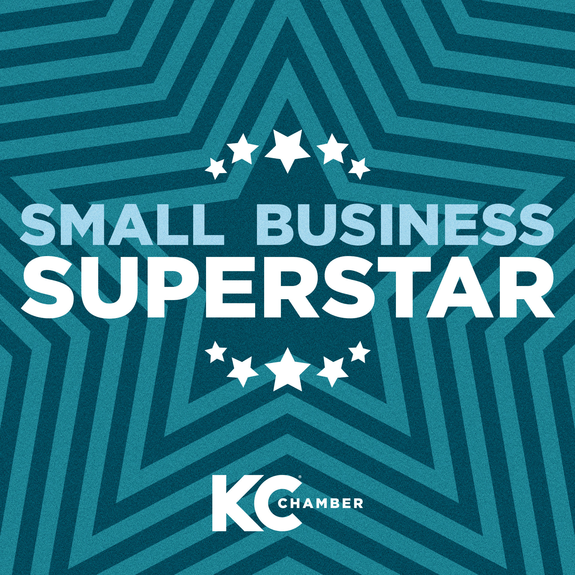 2023 Small Business Superstar logo on star patterned square background