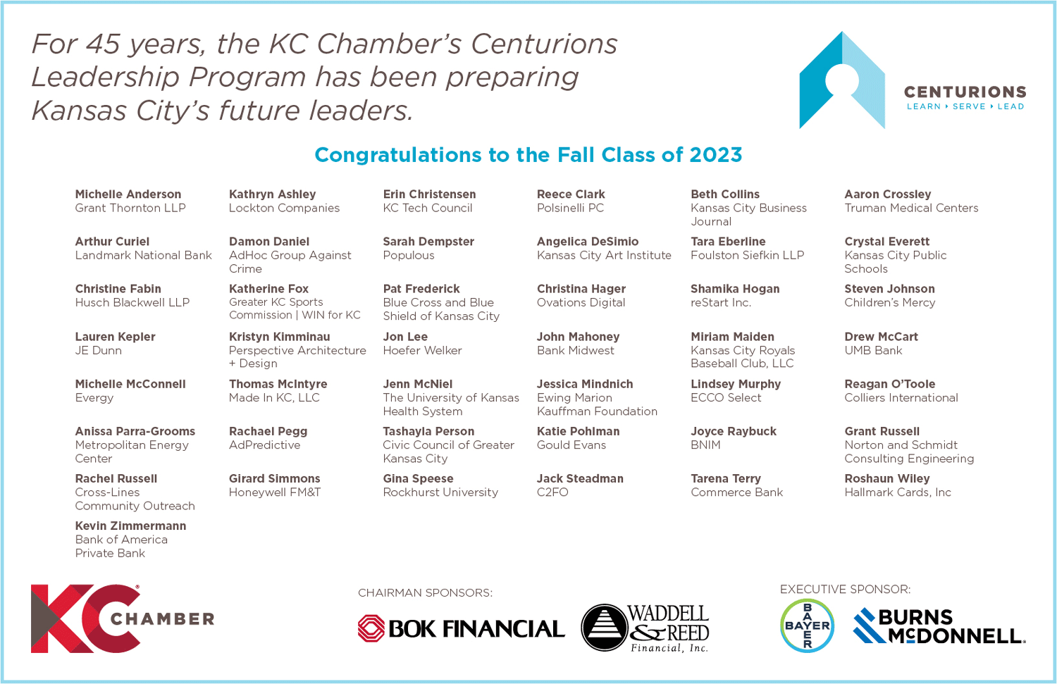 Names of Centurions Class of 2023