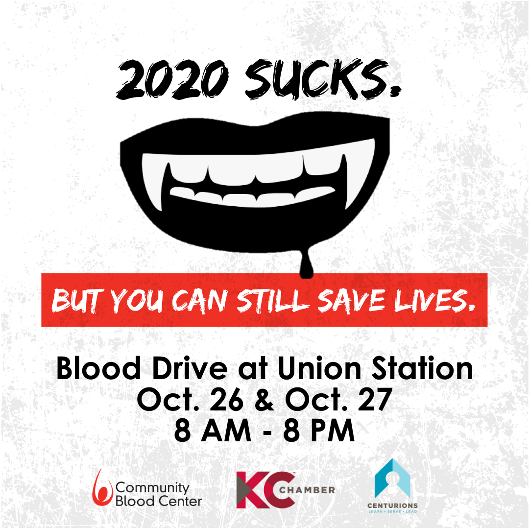 2020 Sucks. But you can still save lives. Blood Drive at Union Station Oct. 26-27, 8 a.m. - 8 p.m.