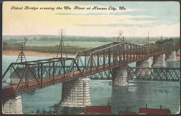 The Hannibal Bridge, opened in 1869. The oldest bridge crossing the Missouri River at Kansas City, MO.