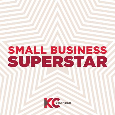 Small Business Superstar logo on star patterned background