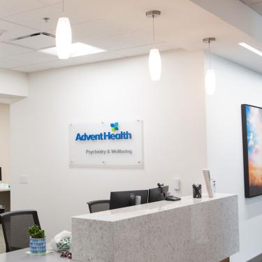 Photo of reception area at the new AdventHealth Behavioral Health Clinic
