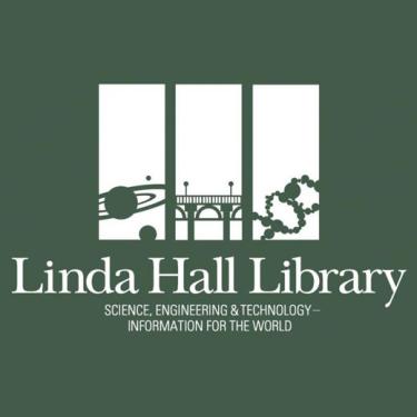 Linda Hall Library logo white on green